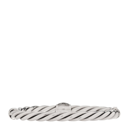 David Yurman Sterling Silver Diamond 6mm Metro Cable Station Bangle Bracelet 3 of 5