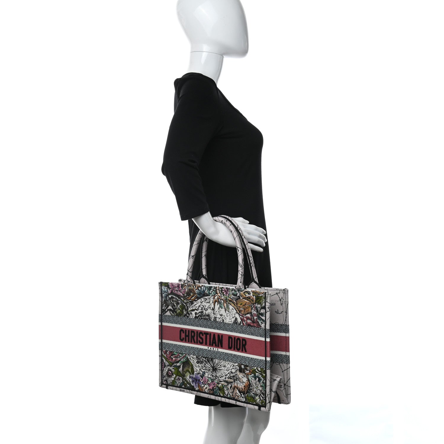 Christian Dior Canvas Embroidered Medium Zodiac Book Tote Latte Multicolor 3 of 9