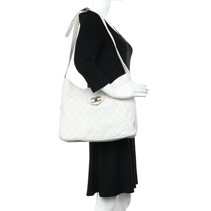 Chanel Lambskin Stitched Shoulder Bag White 2 of 13