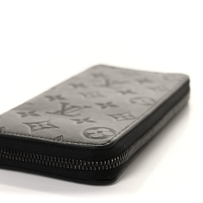 Louis Vuitton Calfskin Monogram Shadow Vertical Zippy Wallet Black 7 of 8