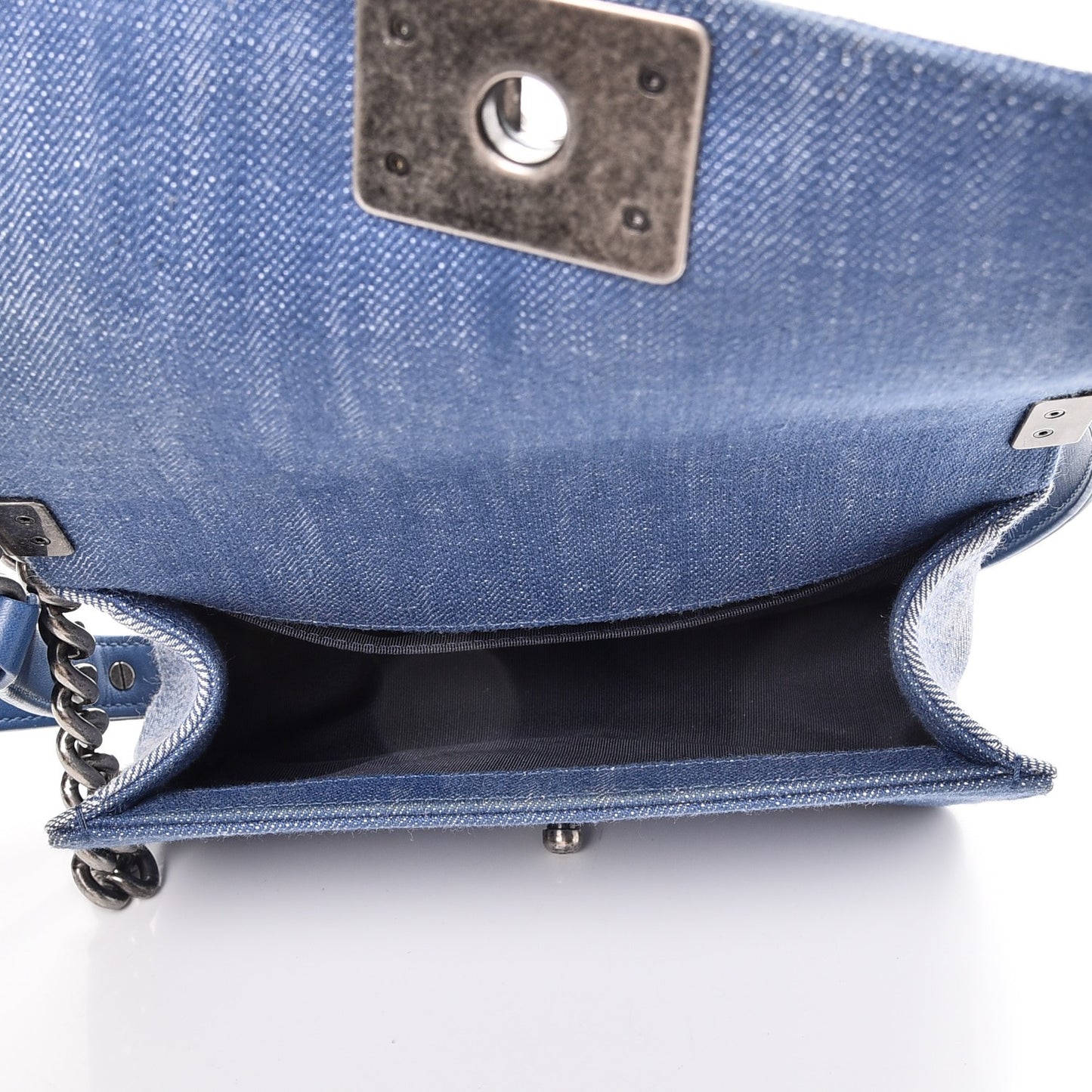 Denim Chevron Small Boy Flap Light Blue