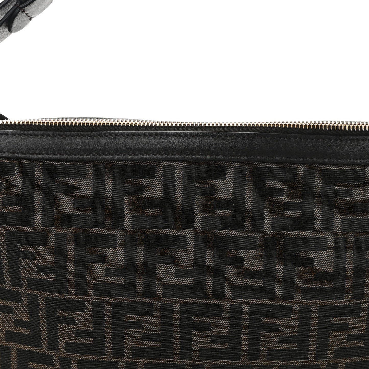 Fabric Jacquard Vitello Grace FF 1974 Medium Simply Fendi Shoulder Bag Tobacco Moro Ebano