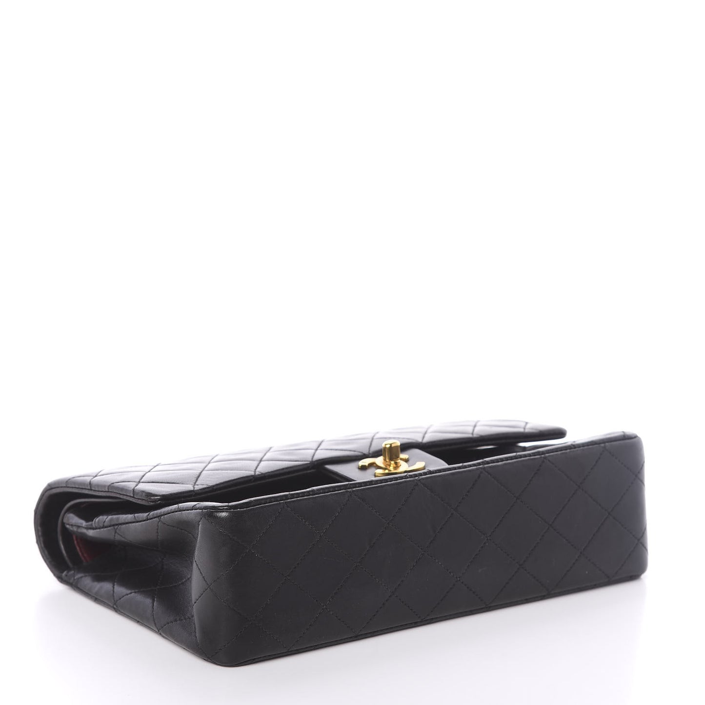 Lambskin Quilted Medium Double Flap Black