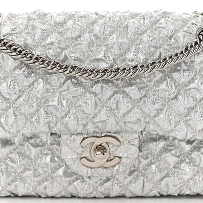 Chanel Metallic Lame Quilted Small Double Flap Silver 8 of 12