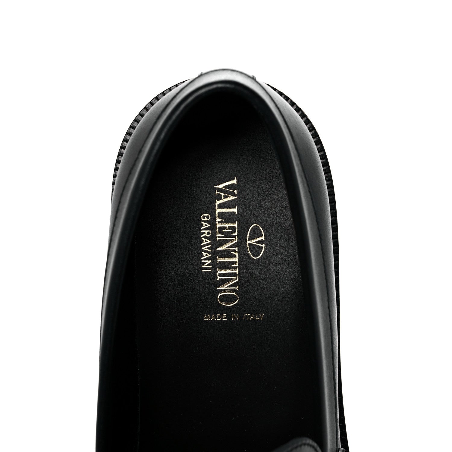 Valentino Garavani Calfskin Mens VLogo Roman Stud Loafers 44 Black 7 of 9