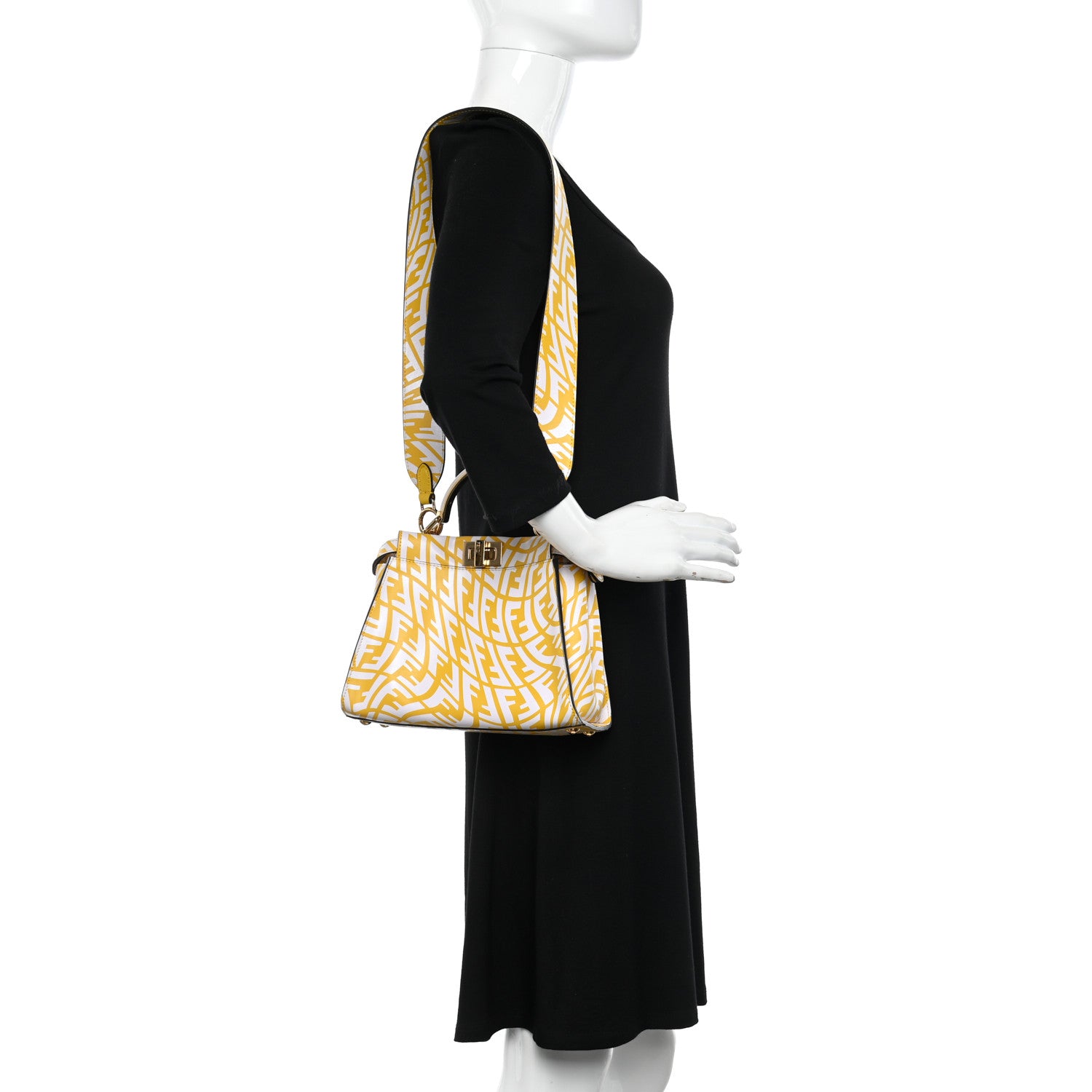 Fendi X SARAH COLEMAN Vitello Liberty Shiny Nappa Plexiglass FF Vertigo Mini Peekaboo Iconic Satchel Mimosa White 2 of 11