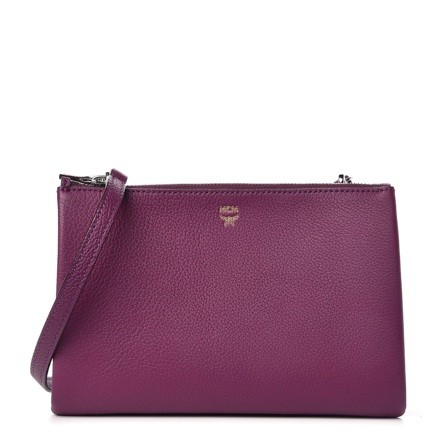 MCM Grained Calfskin Milla Double Crossbody Bag Purple 1 of 12