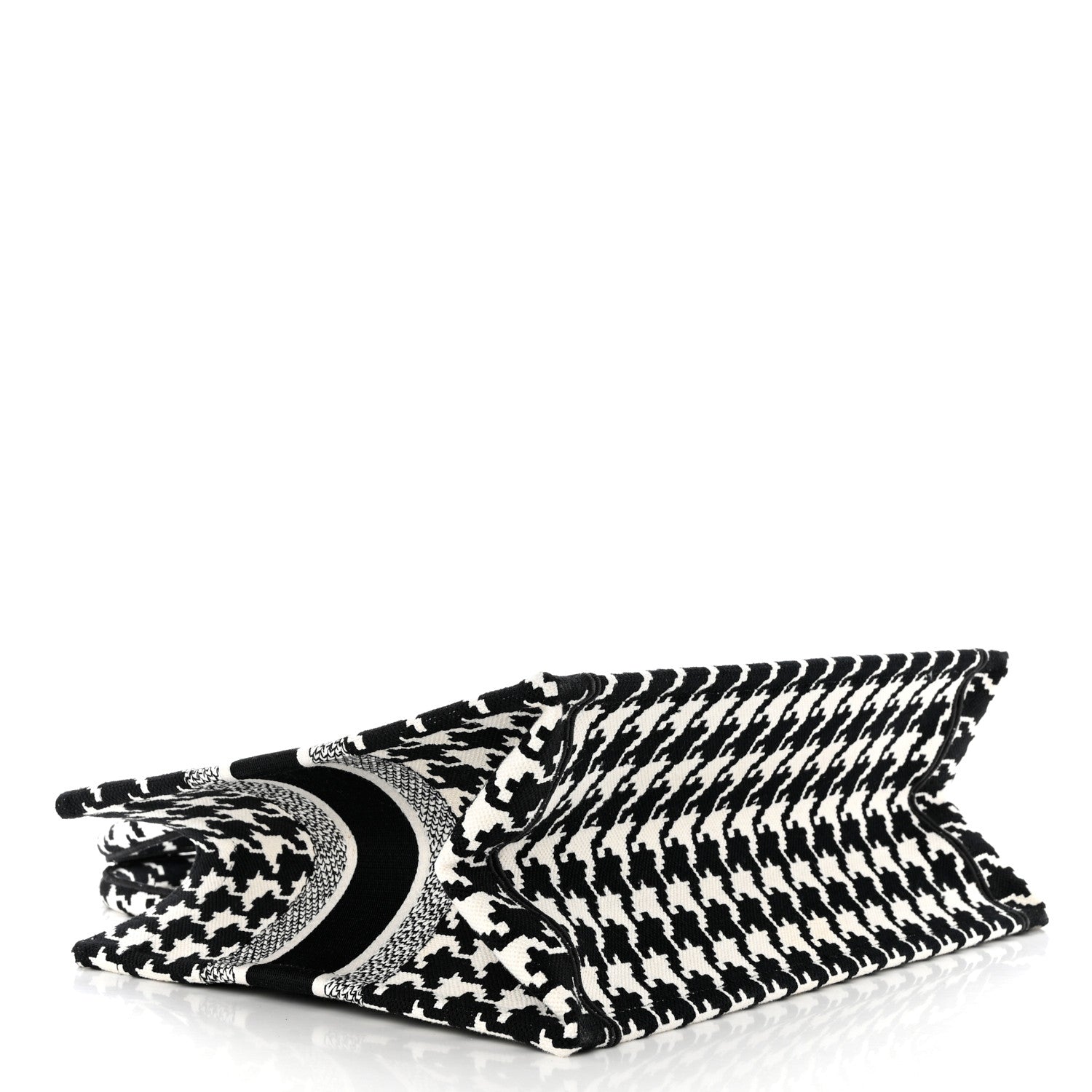 Christian Dior Canvas Macro Houndstooth Embroidered Medium Book Tote Black White 3 of 9