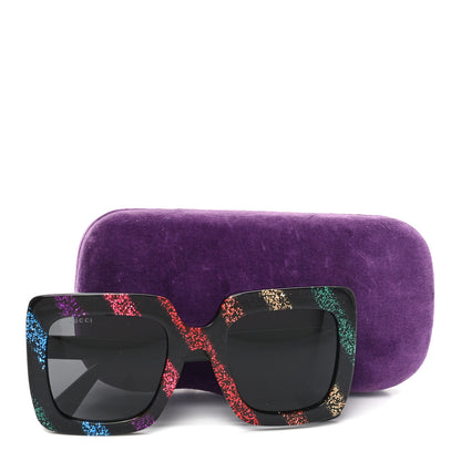 Gucci Acetate Oversize Stripe Sunglasses GG0328S Black Multi 8 of 8