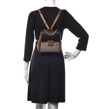 Gucci GG Supreme Monogram Calfskin Padlock Backpack Beige Cuir Black 2 of 9