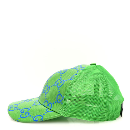 Gucci Calfskin Mesh GG Tennis Embossed Gary Baseball Hat L Green 5 of 8