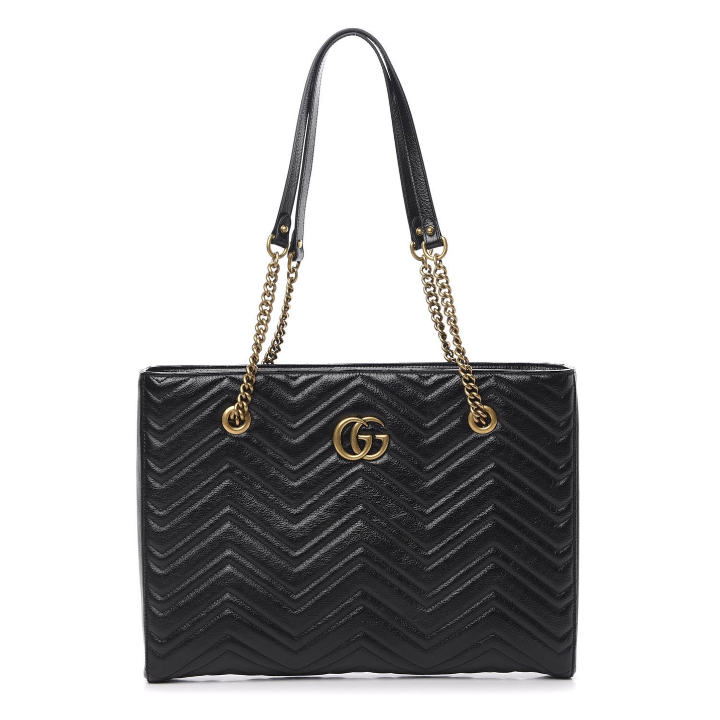 Vintage Calfskin Matelasse Medium GG Marmont Slim Tote Black
