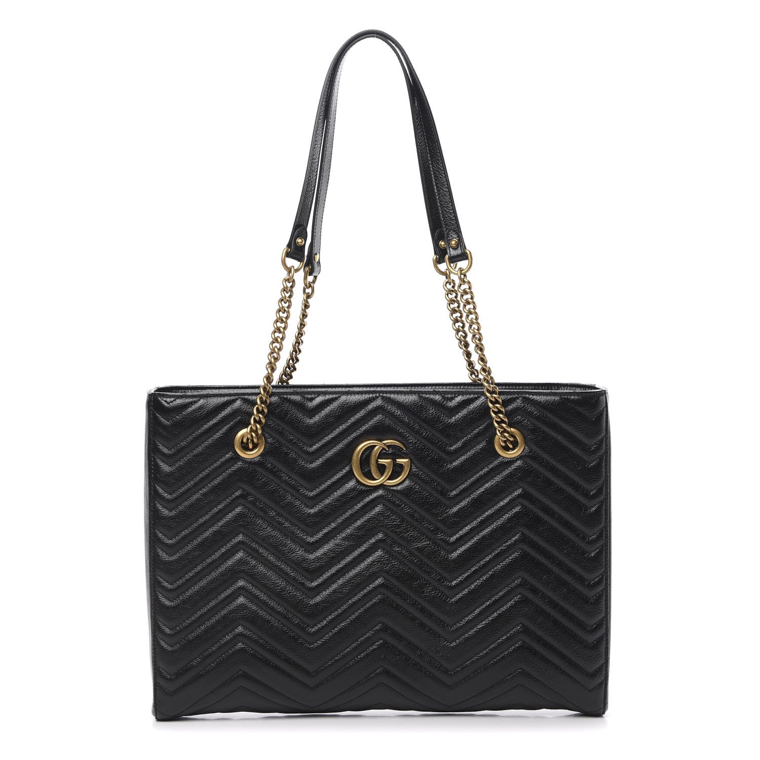 Gucci Vintage Calfskin Matelasse Medium GG Marmont Slim Tote Black 1 of 9