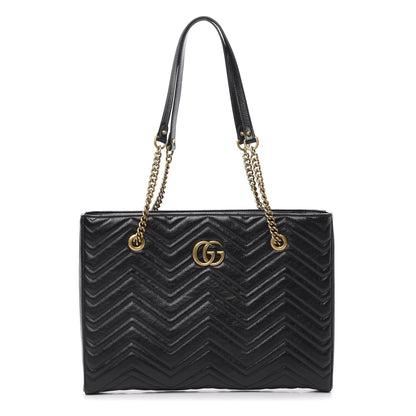 Gucci Vintage Calfskin Matelasse Medium GG Marmont Slim Tote Black 1 of 9