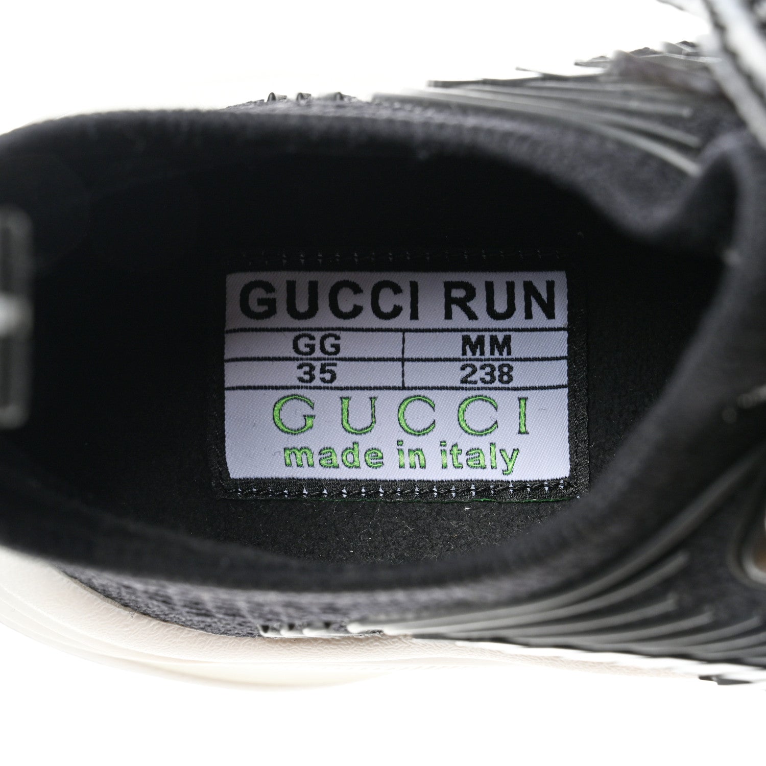 Gucci Technical Knit Fabric Waves Womens Gucci Run Sneakers 35 Black Loess 6 of 7