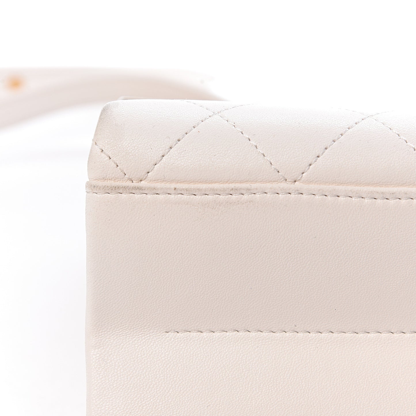 Lambskin Quilted Coco Luxe Top Handle Flap White