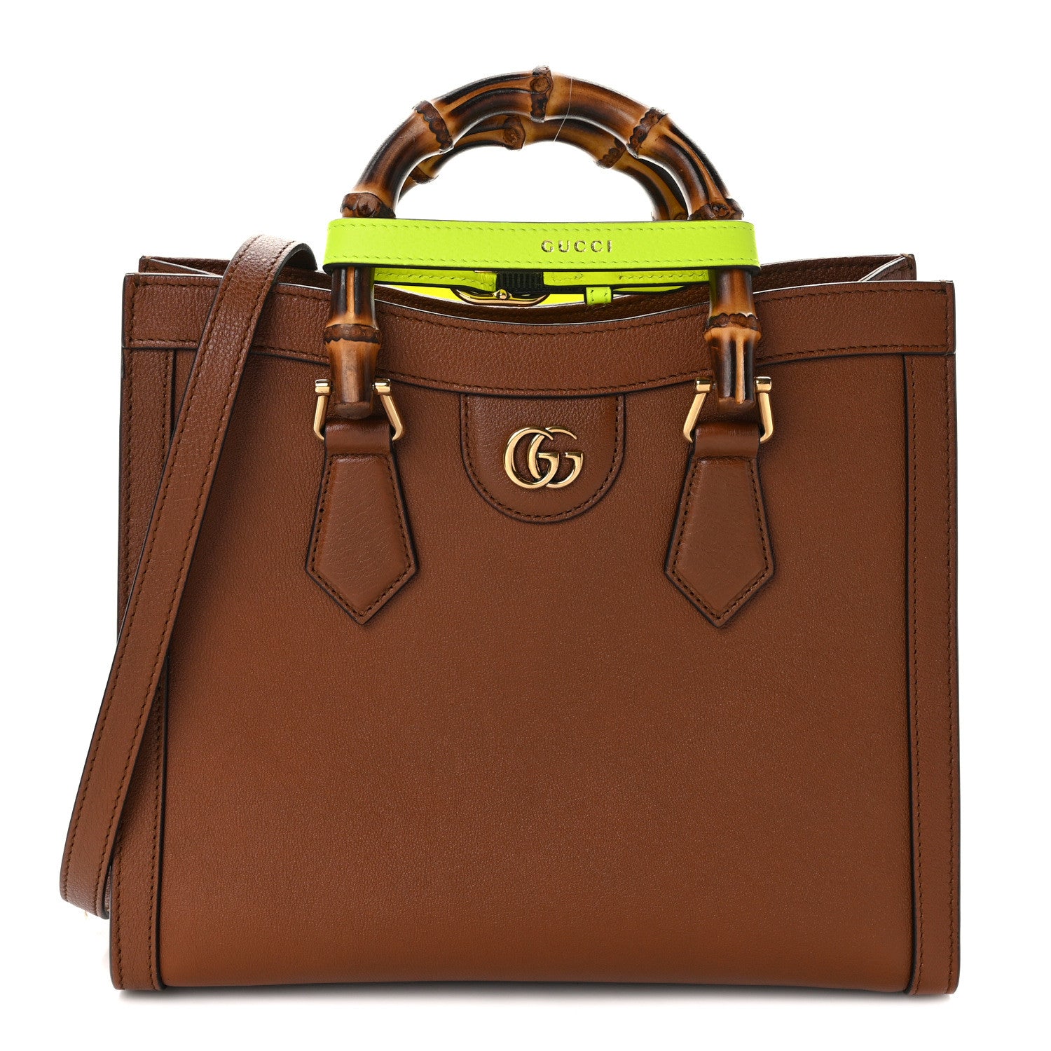 Gucci Wonka Grain Calfskin Small Diana Tote Bag Cuir Yellow Fluo 1 of 9