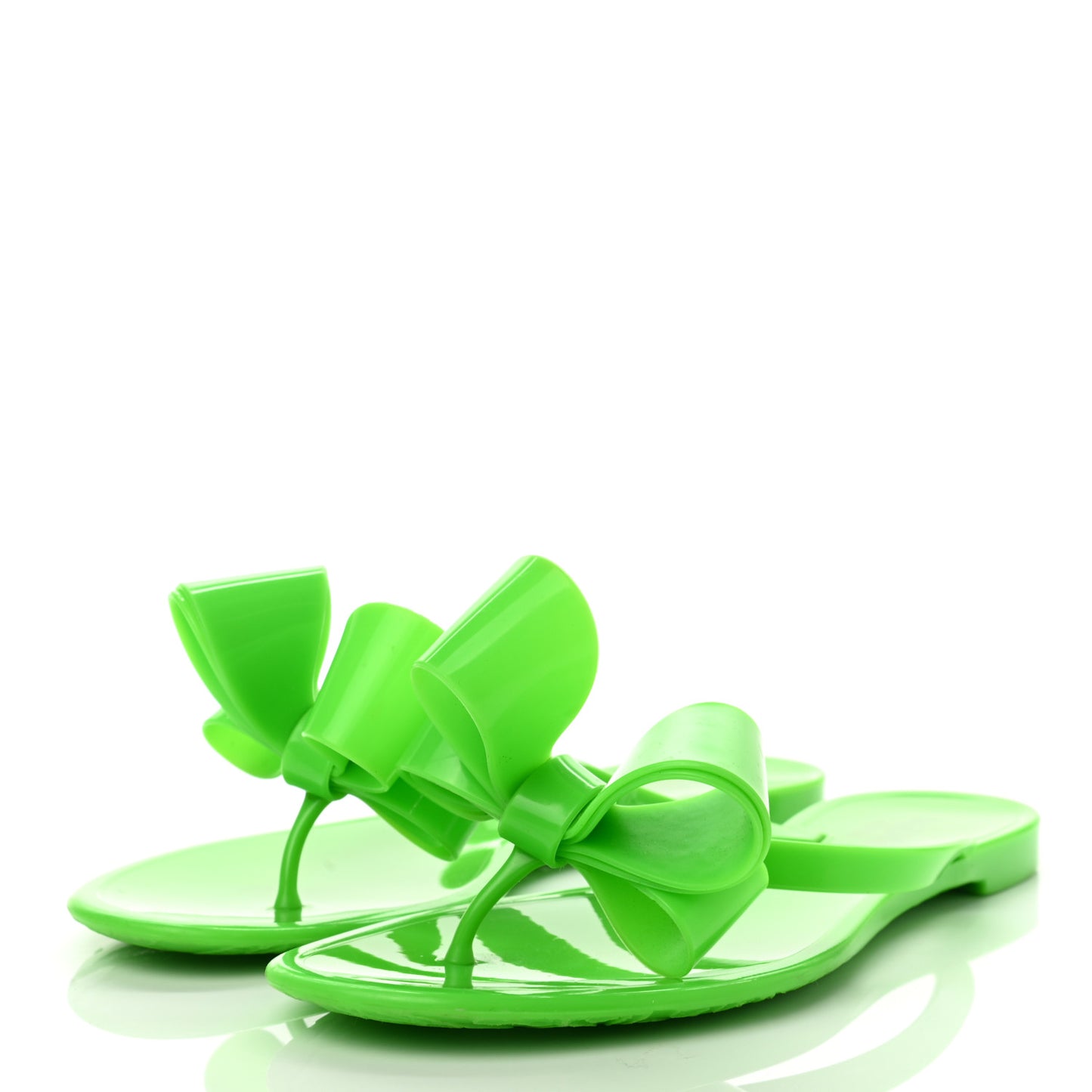 PVC Jelly Bow Thong Sandals 38 Green