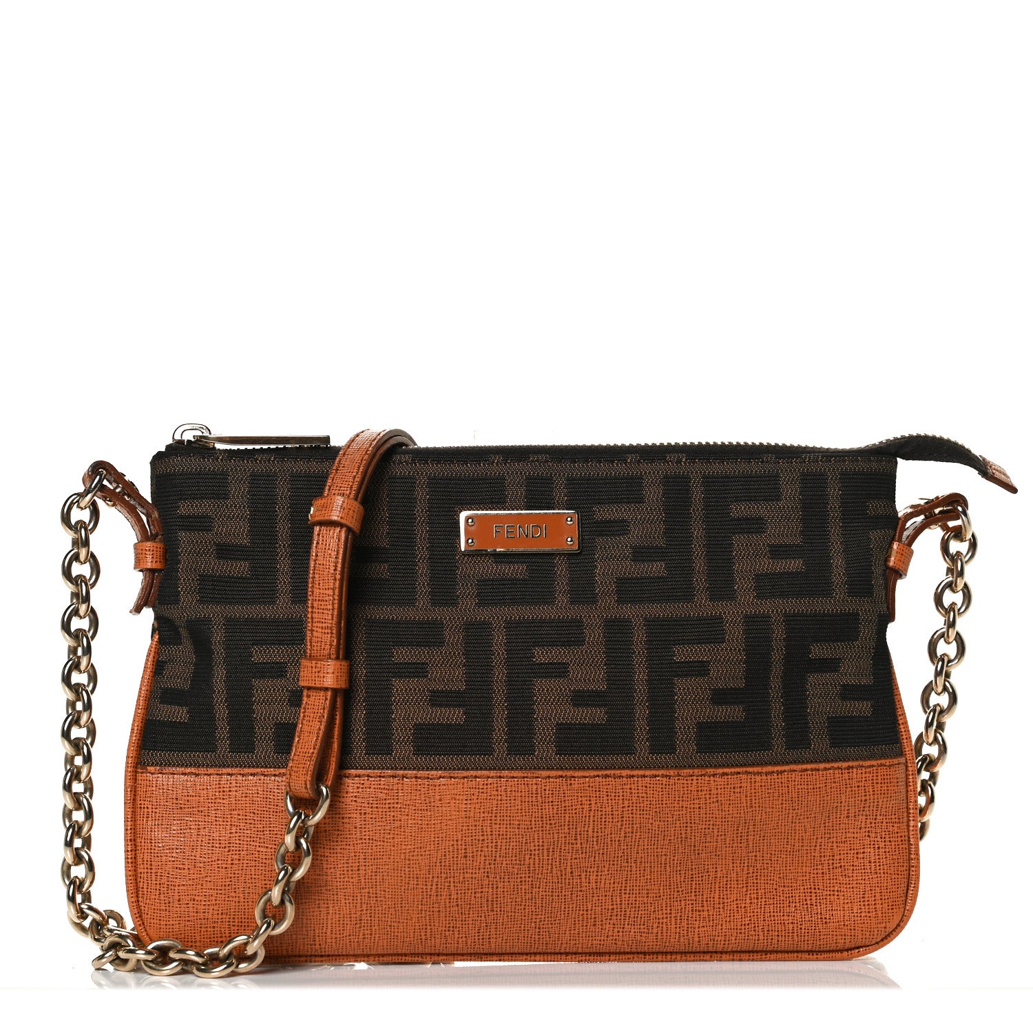 Fendi Zucca Vitello Elite Crossbody Tobacco 1 of 15