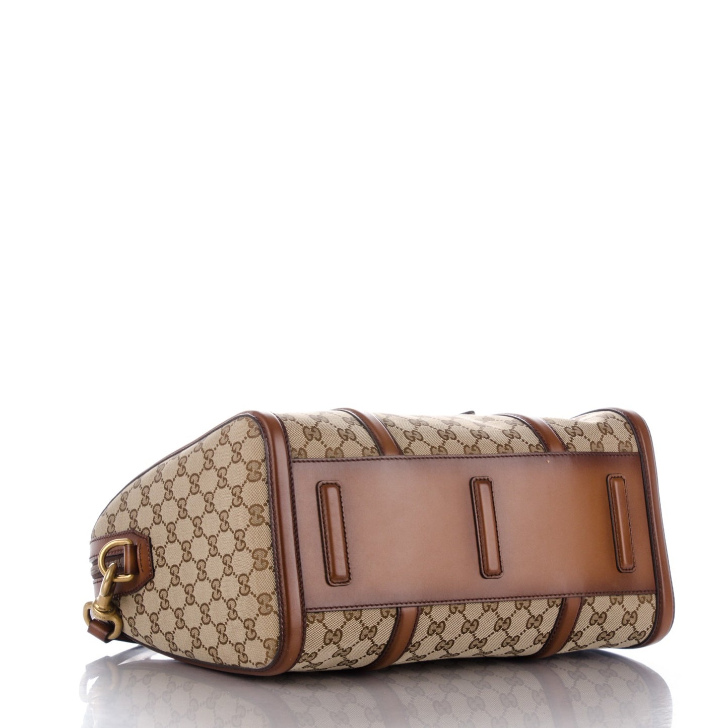Monogram Medium Lady Web Boston Bag Beige Cuir