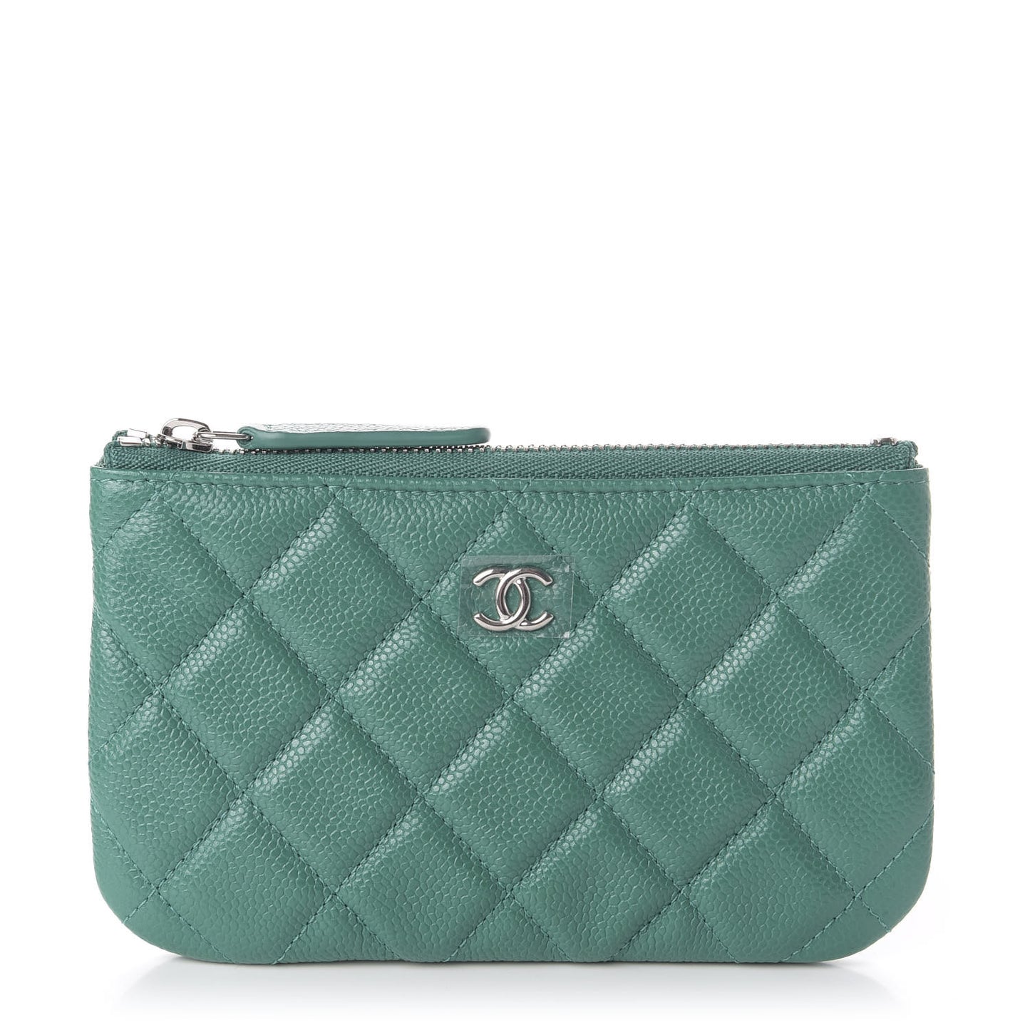 Caviar Quilted Small Cosmetic Case Green