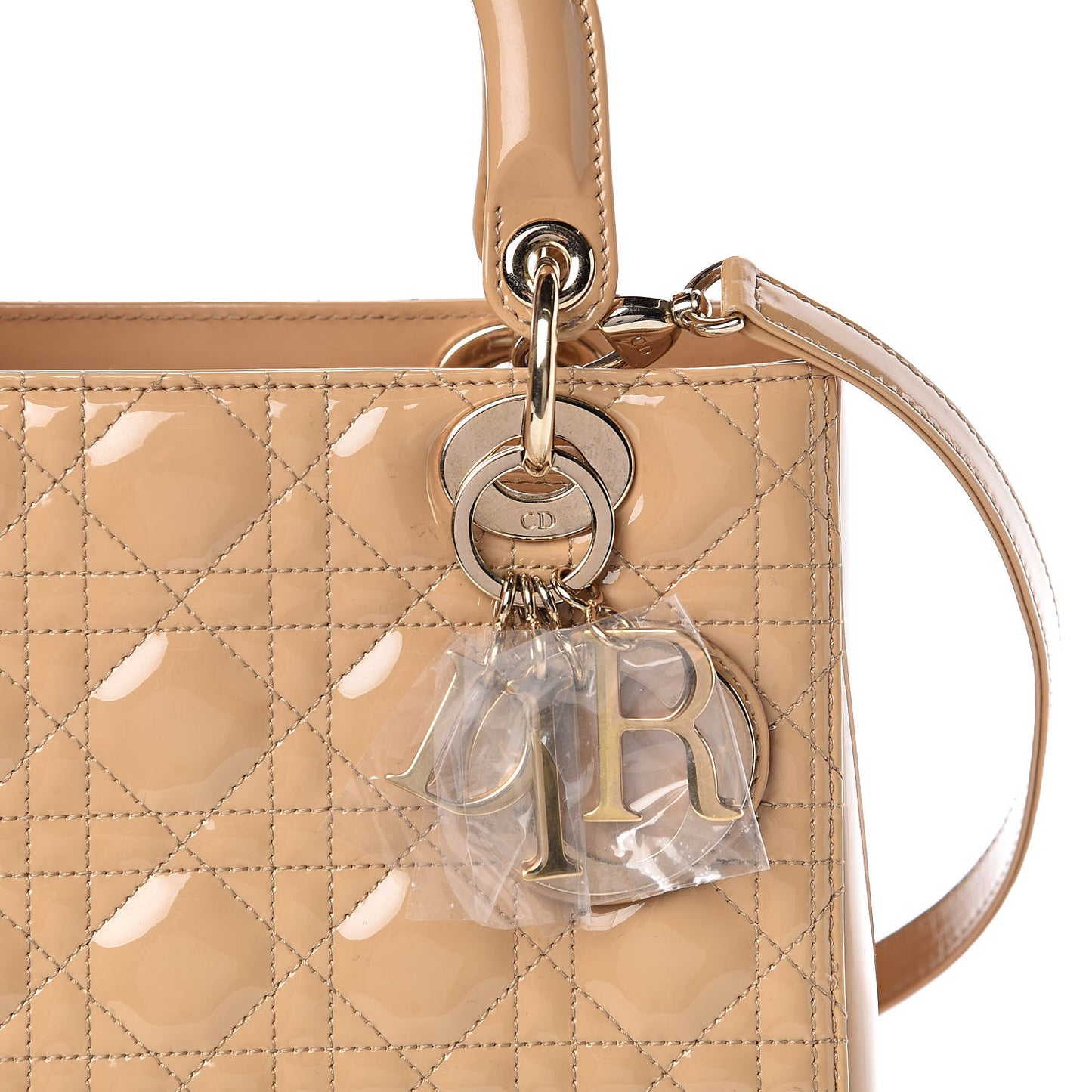 Patent Cannage Medium Lady Dior Beige