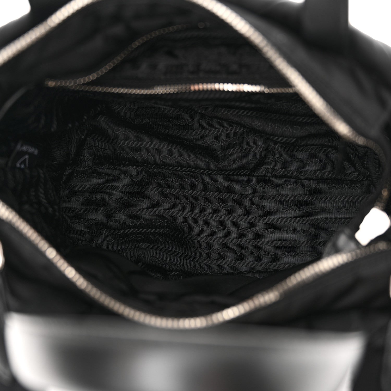 Prada Re-Nylon Nappa Triangle Quilted Padded Double Handled Zip Pocket Tote Black 5 of 10