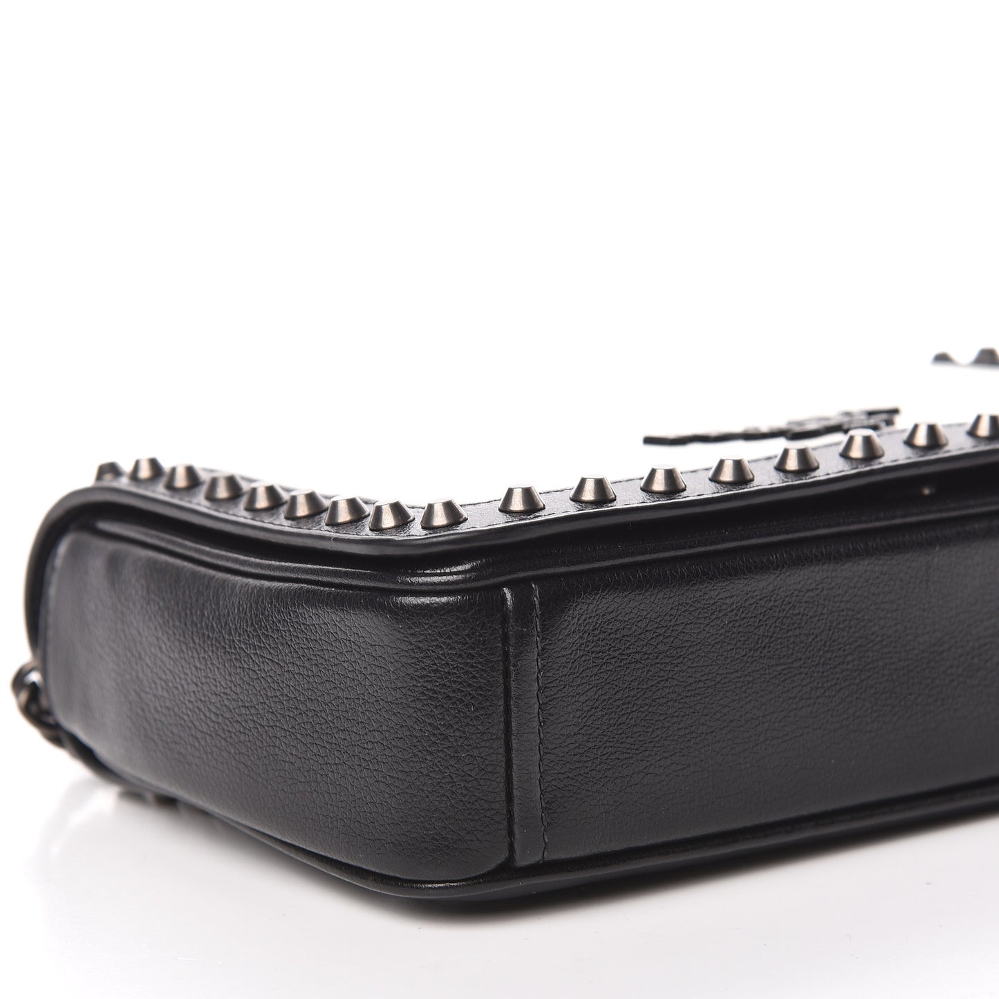 Glace Calfskin Studded Crossbody White Black