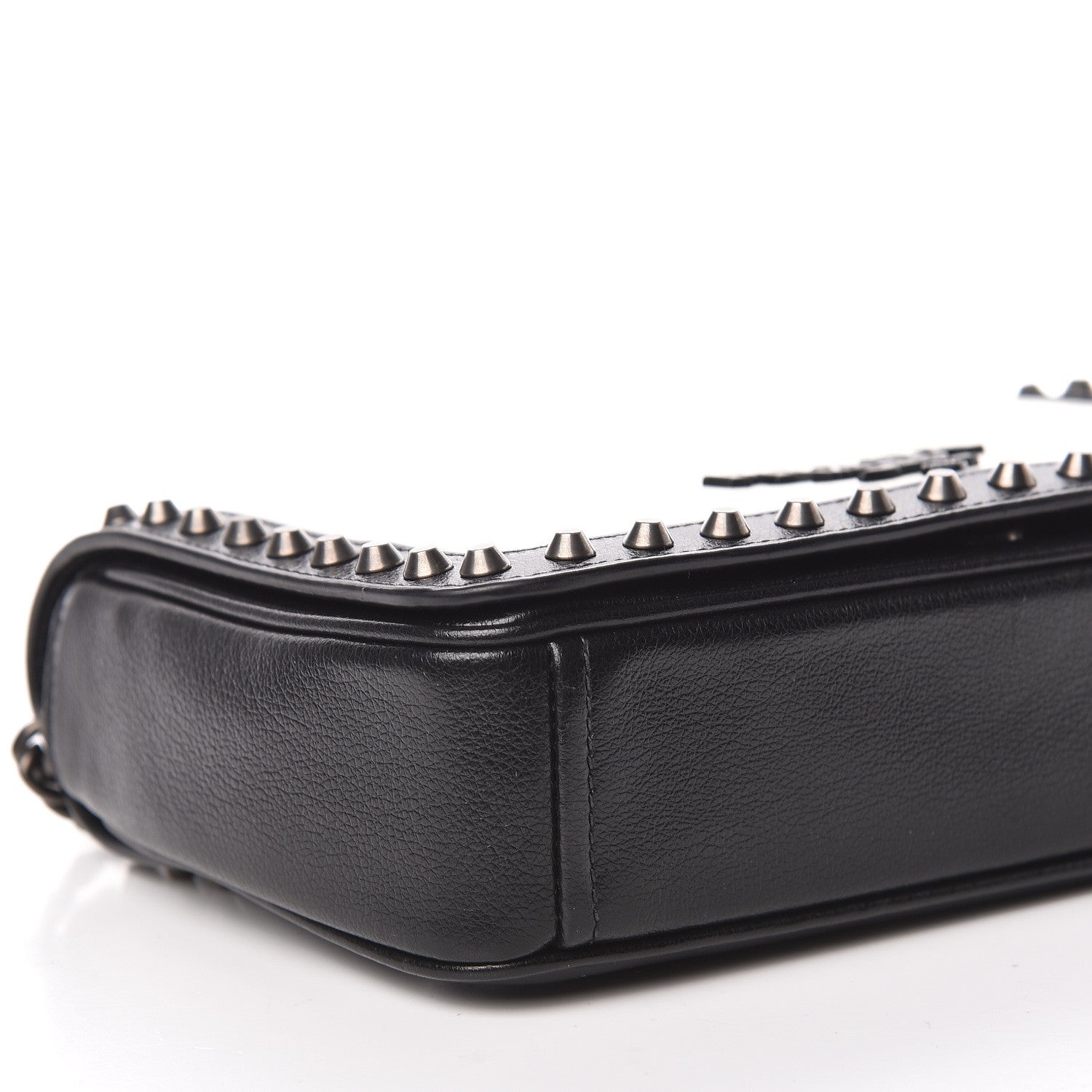 Prada Glace Calfskin Studded Crossbody White Black 8 of 10