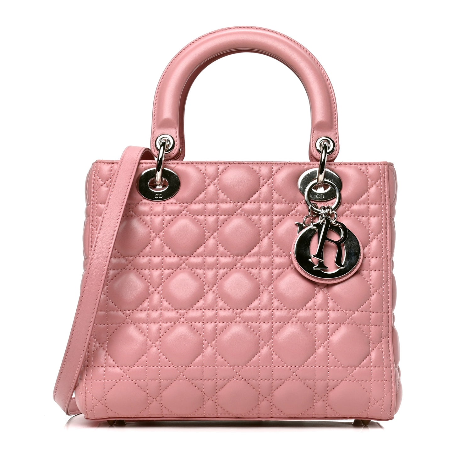 Lambskin Cannage Medium Lady Dior Rose Clair