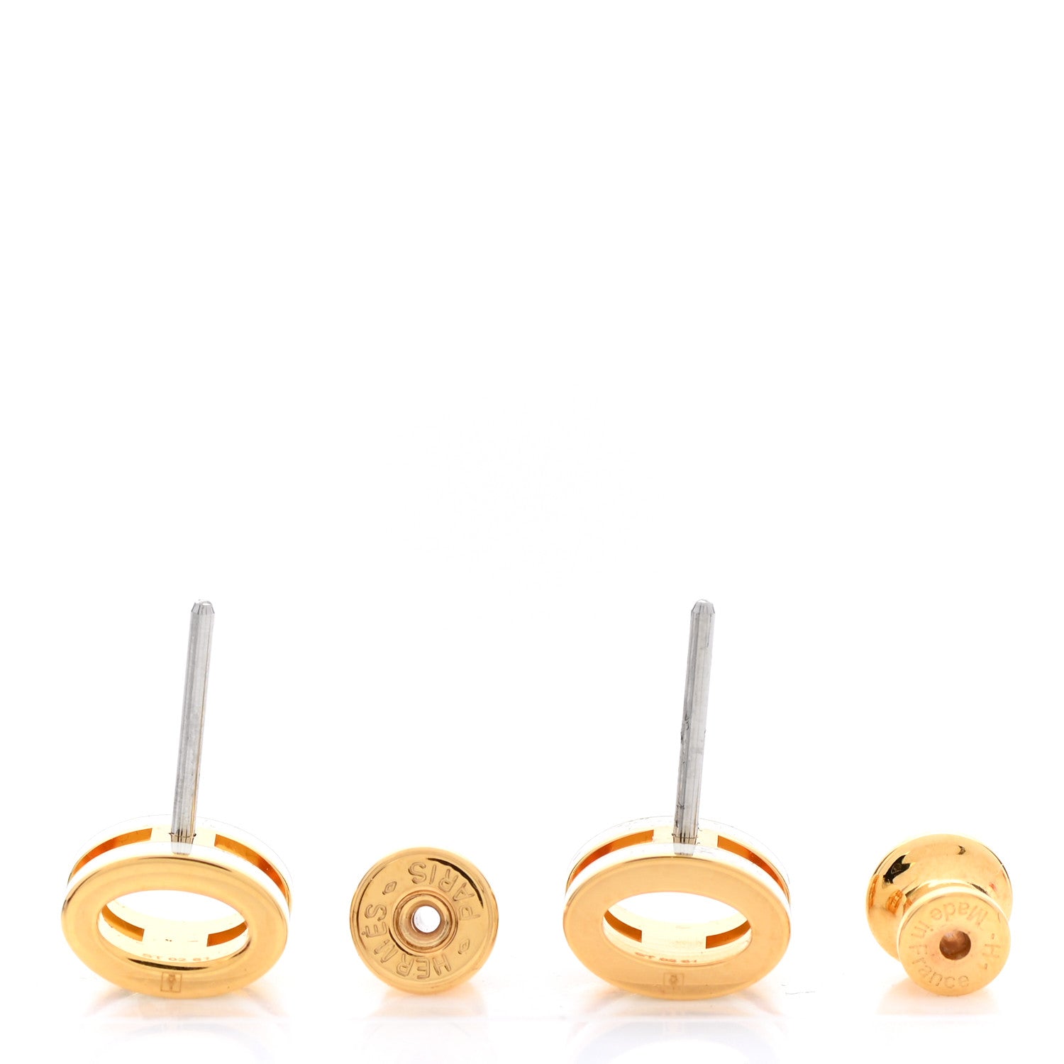 Hermes Gold Lacquered Mini Pop H Earrings White 3 of 7