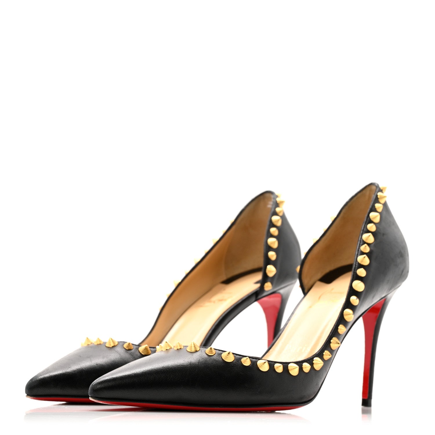 Christian Louboutin Shiny Nappa Irishell 100 Pumps 40 Black Gold