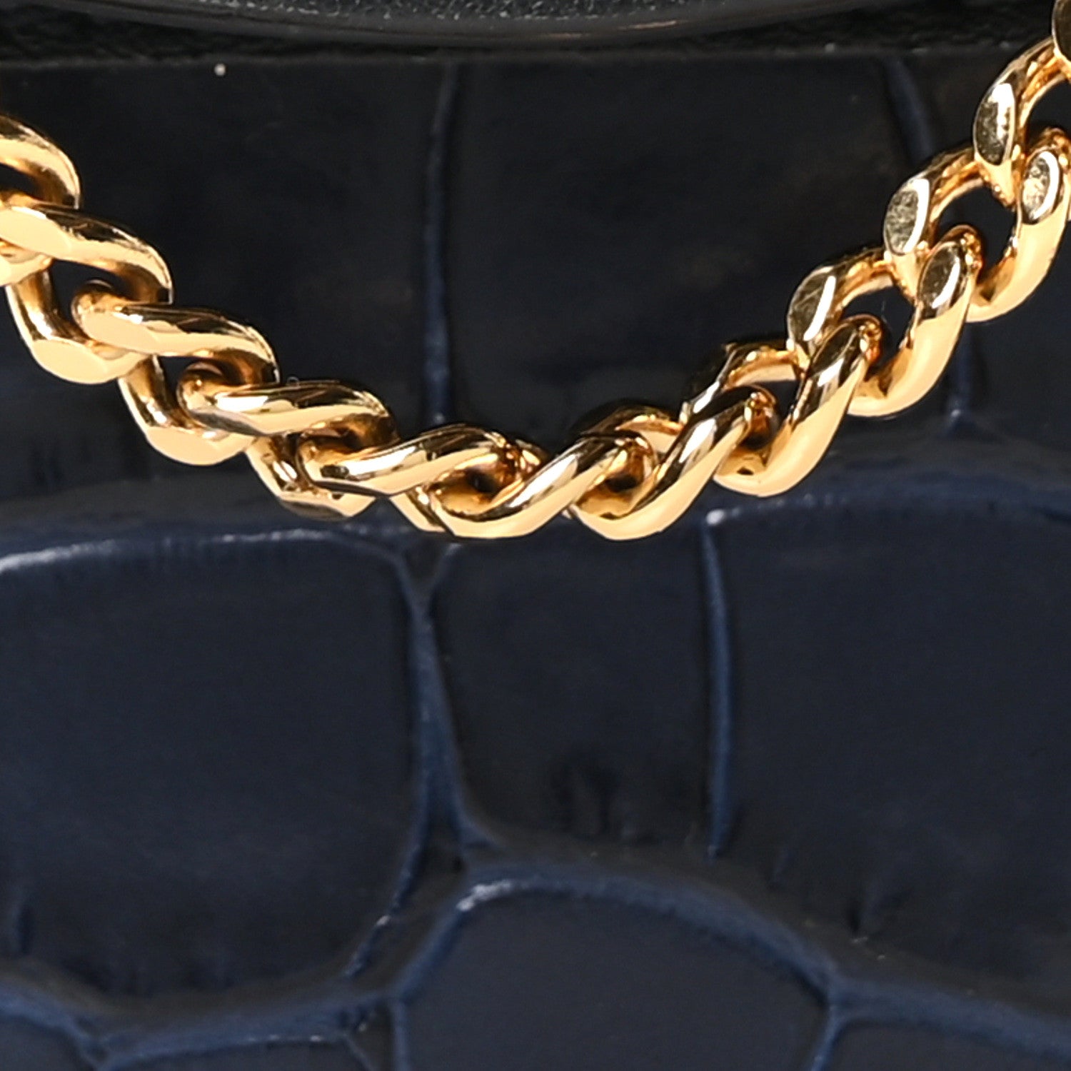 Chloe Calfskin Crocodile Embossed Small Aby Lock Full Blue 8 of 10