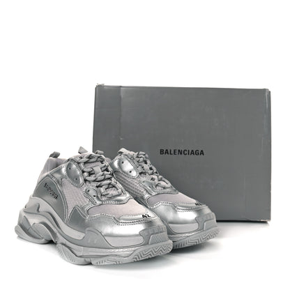 Balenciaga Metallic Fabric Mesh Womens Triple S Sneakers 42 Silver 6 of 6