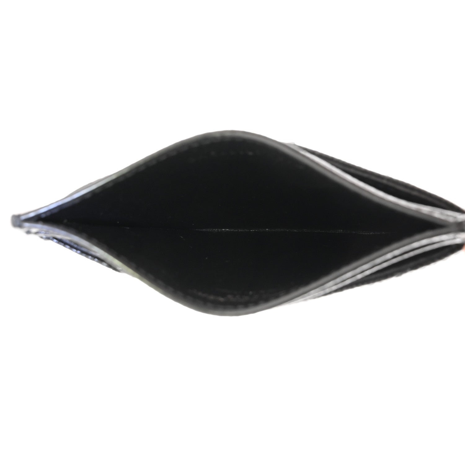 Saint Laurent Grain De Poudre Matelasse Chevron Monochrome Monogram Credit Card Case Black 5 of 8