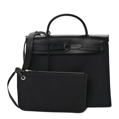 Hermes Military Toile Vache Hunter Herbag Zip PM 31 Black 1 of 11