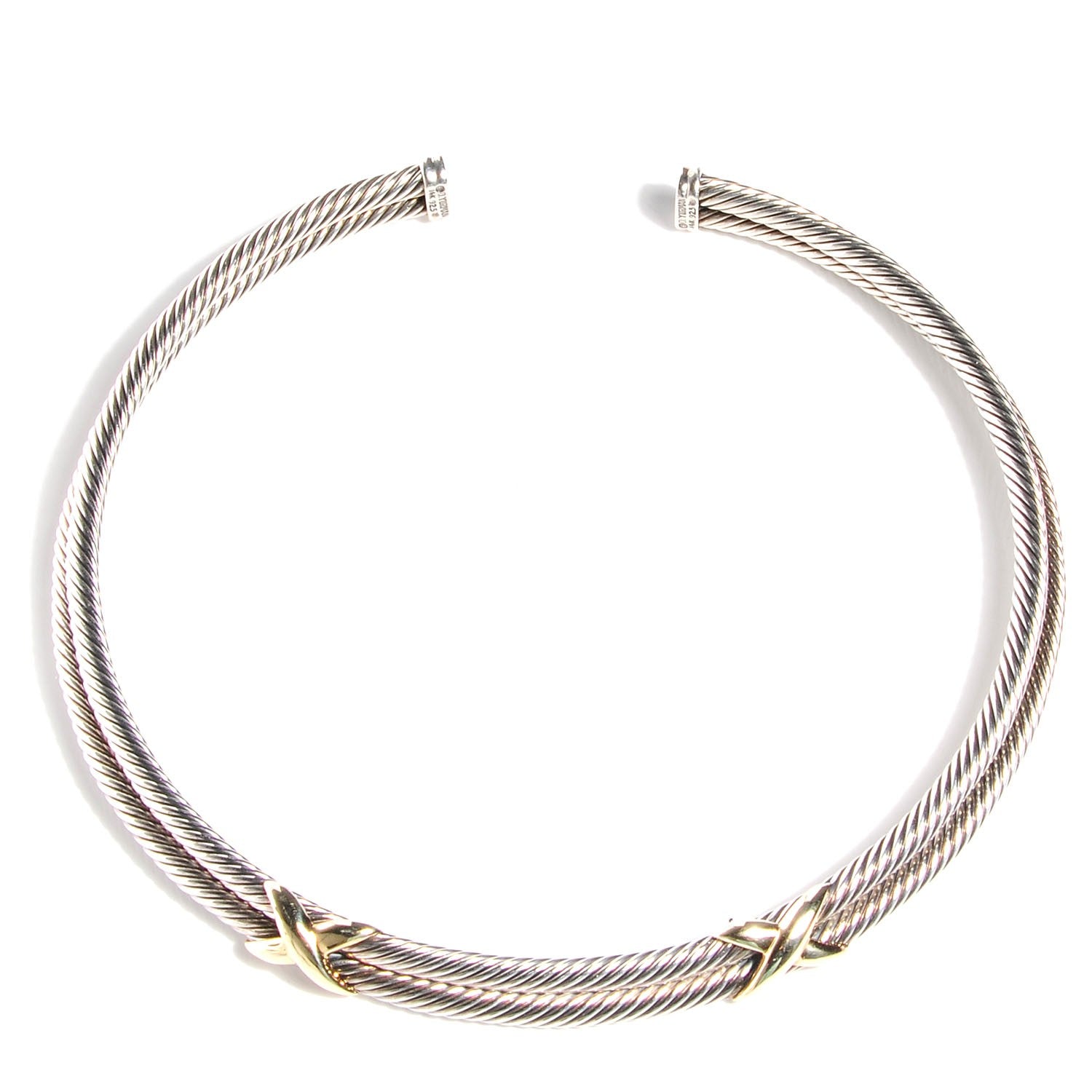 David Yurman Sterling Silver 14K Yellow Gold Double X Station Collar Necklace 1 of 4