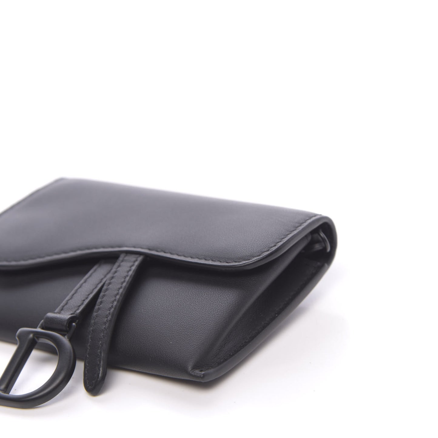 Ultra Matte Calfskin Nano Saddle Chain Pouch Black