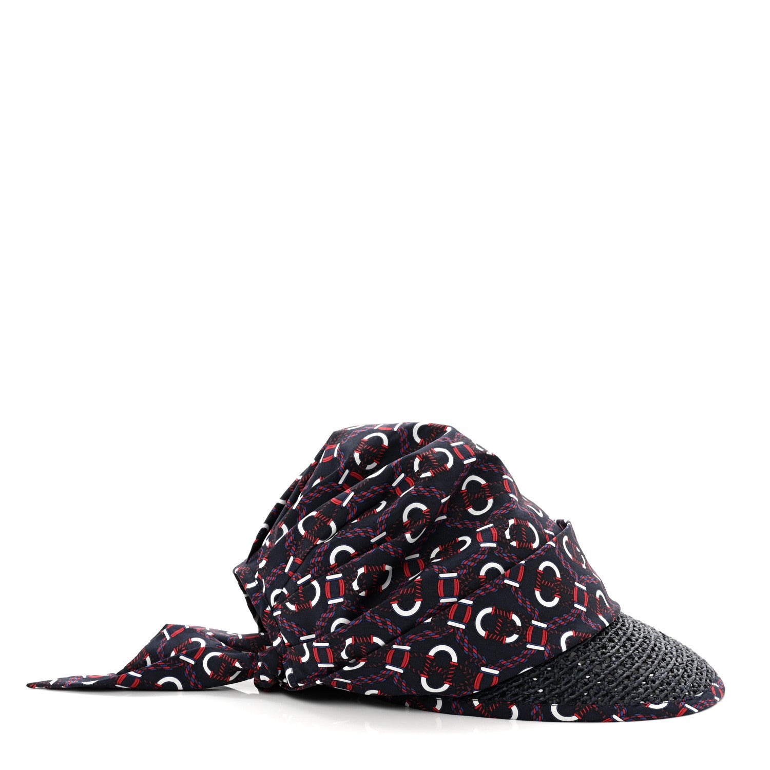 Hermes Raffia Silk Gemini Cap Marine Bleu Navy 5 of 13