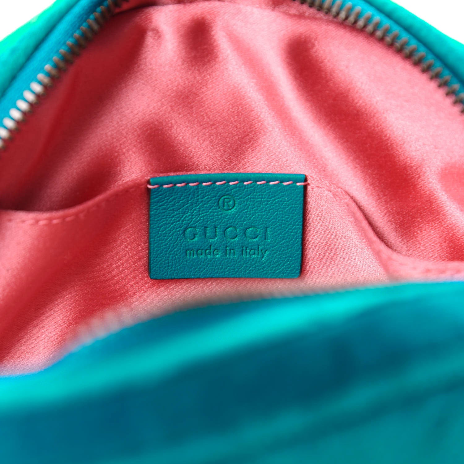Gucci Velvet Matelasse GG Marmont Belt Bag 85 34 Pavone Cyan 8 of 11