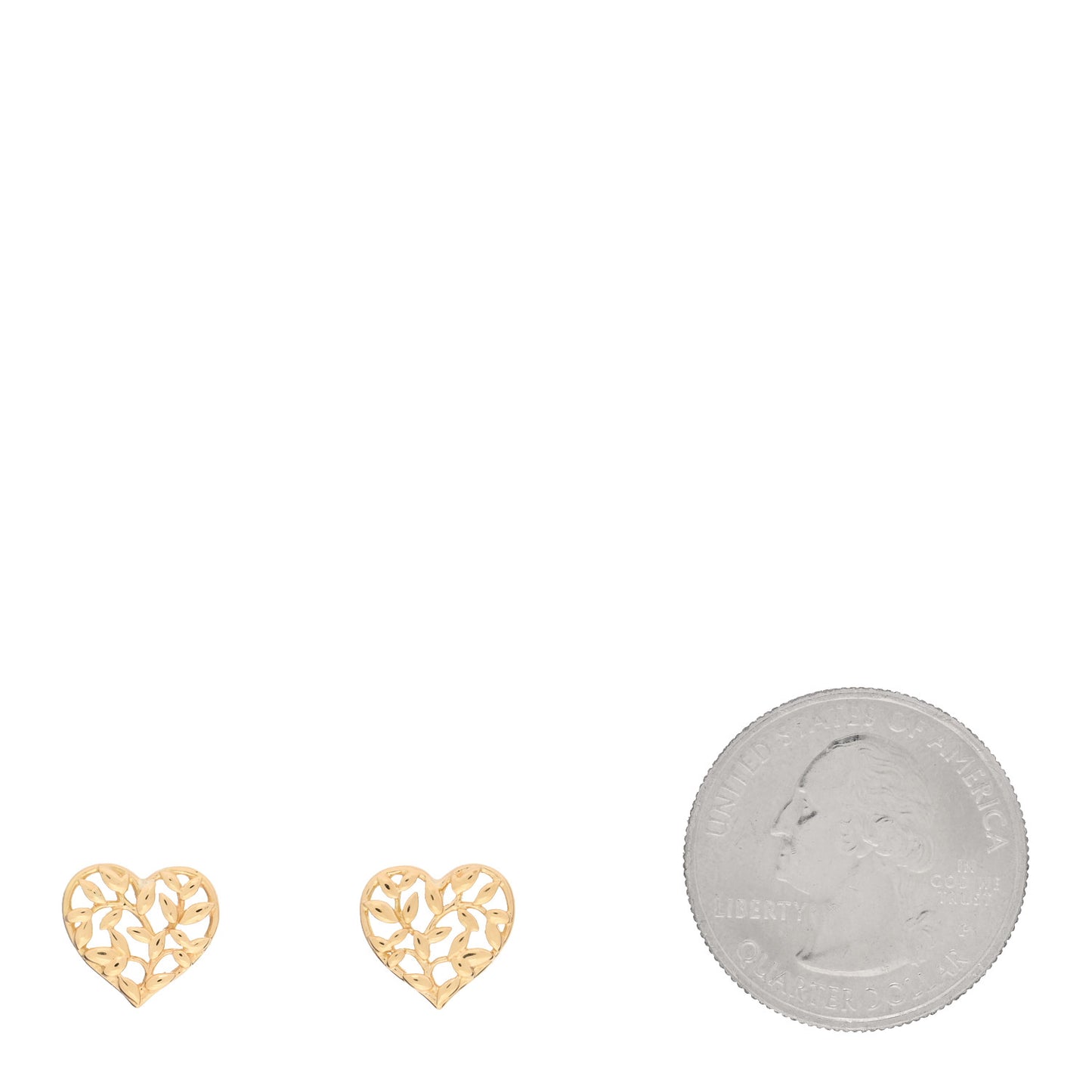 18K Yellow Gold Olive Leaf Heart Earrings