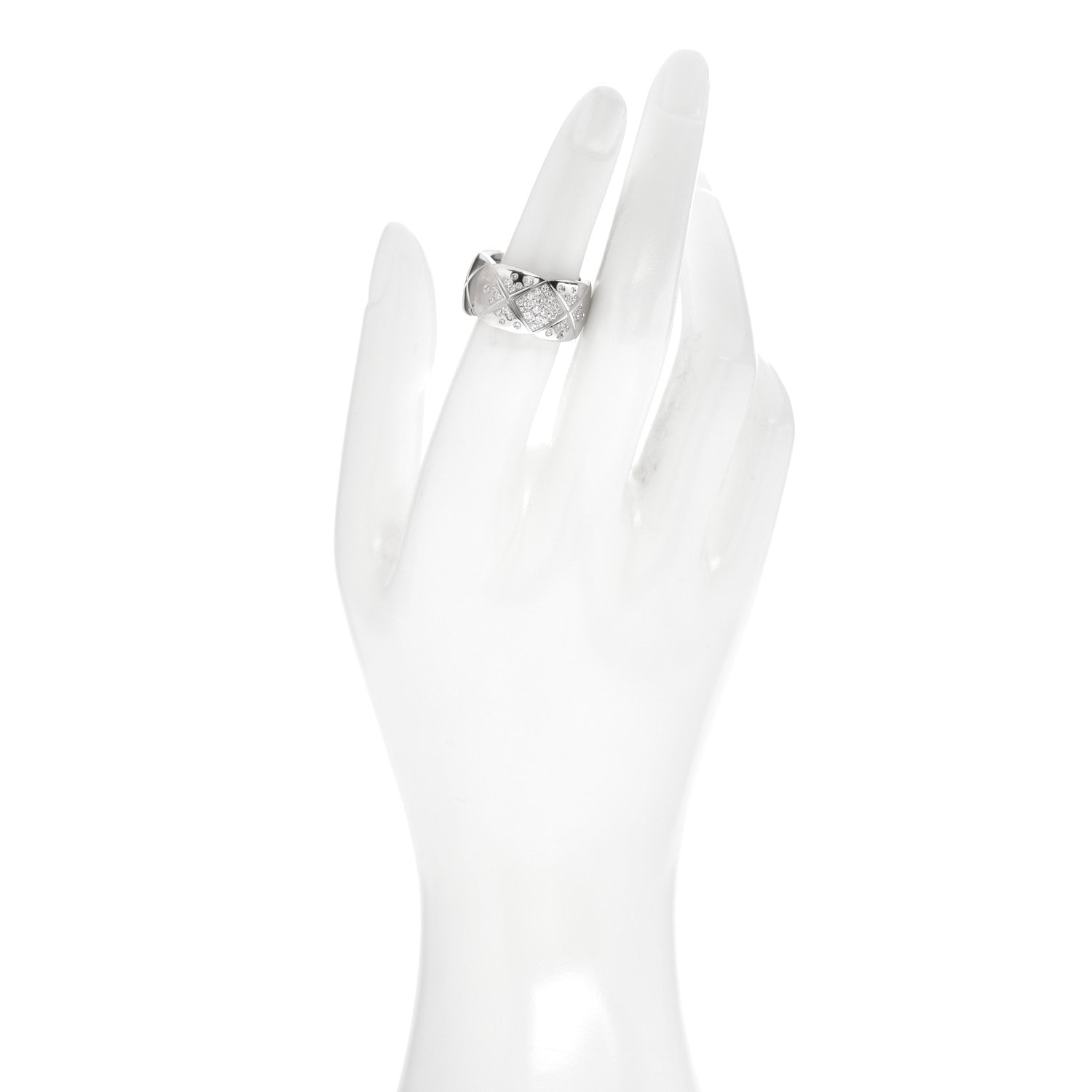 Chanel 18K White Gold Diamond Large Coco Crush Ring 52 6 2 of 5