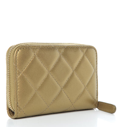 Chanel Metallic Lambskin Egyptian Amulet Zip Coin Purse Gold 3 of 8