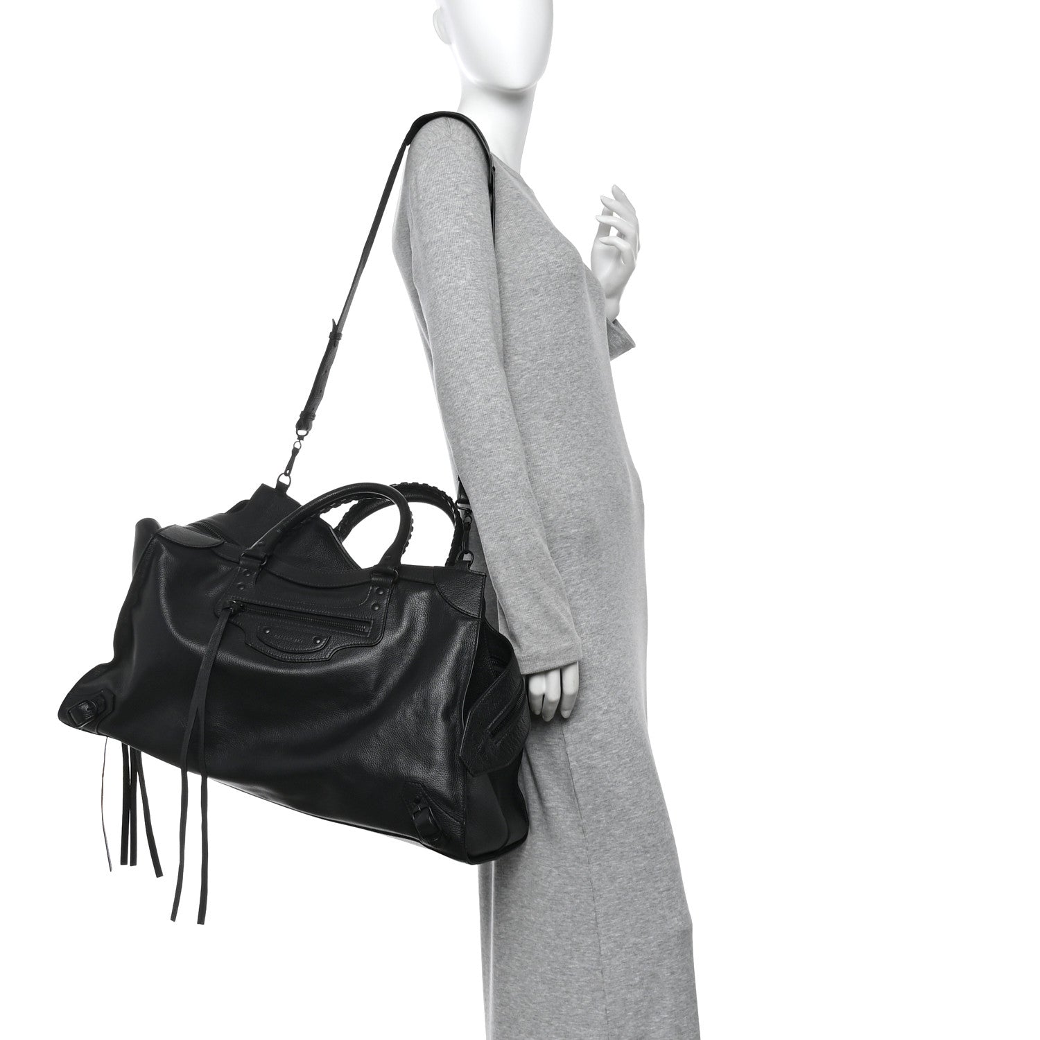 Balenciaga Grained Calfskin Neo Classic Black Hardware Large Top Handle Bag Black 2 of 10