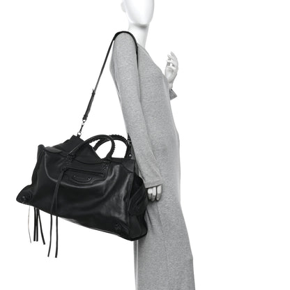 Balenciaga Grained Calfskin Neo Classic Black Hardware Large Top Handle Bag Black 2 of 10