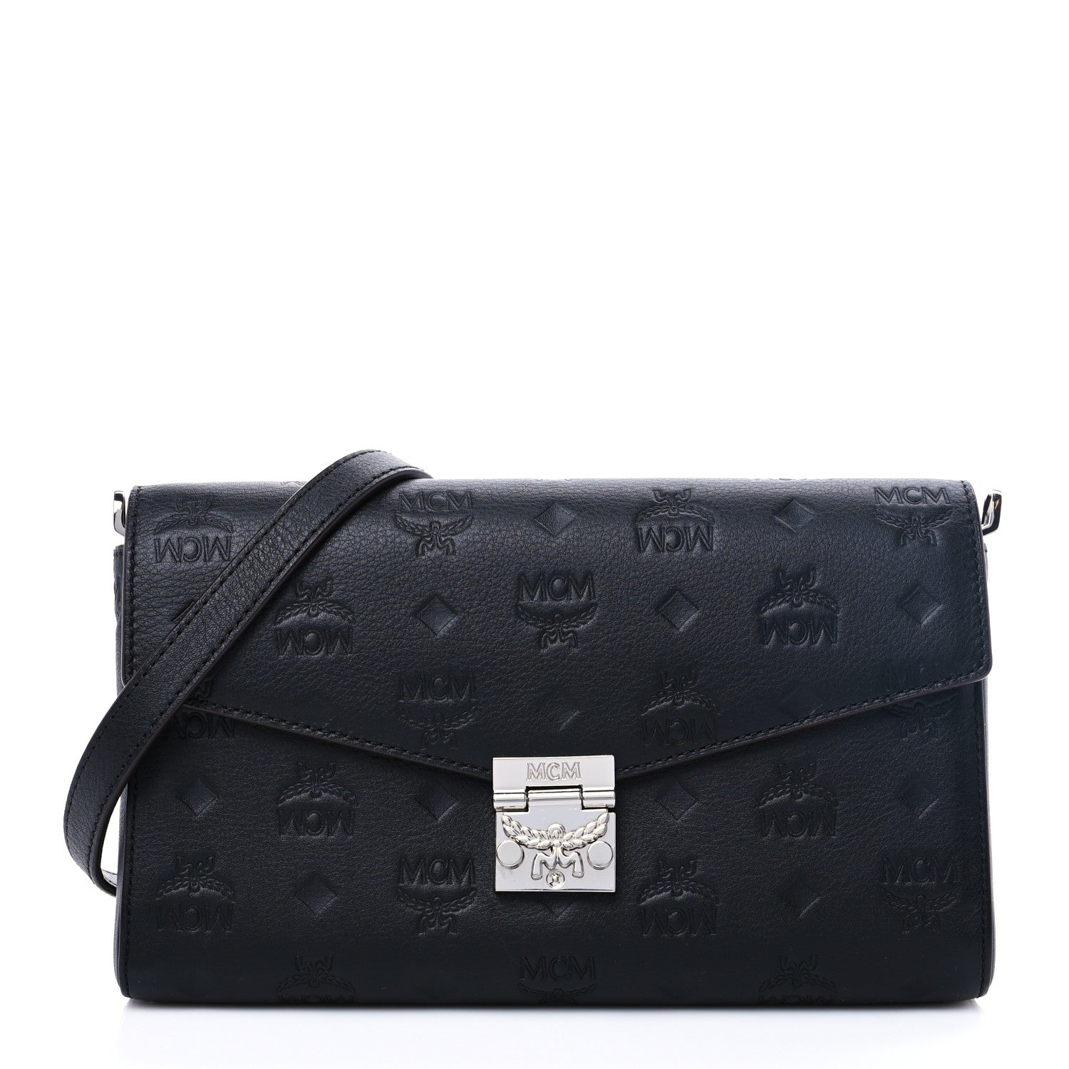 MCM Calfskin Ottomar Monogram Crossbody Bag Black 1 of 5