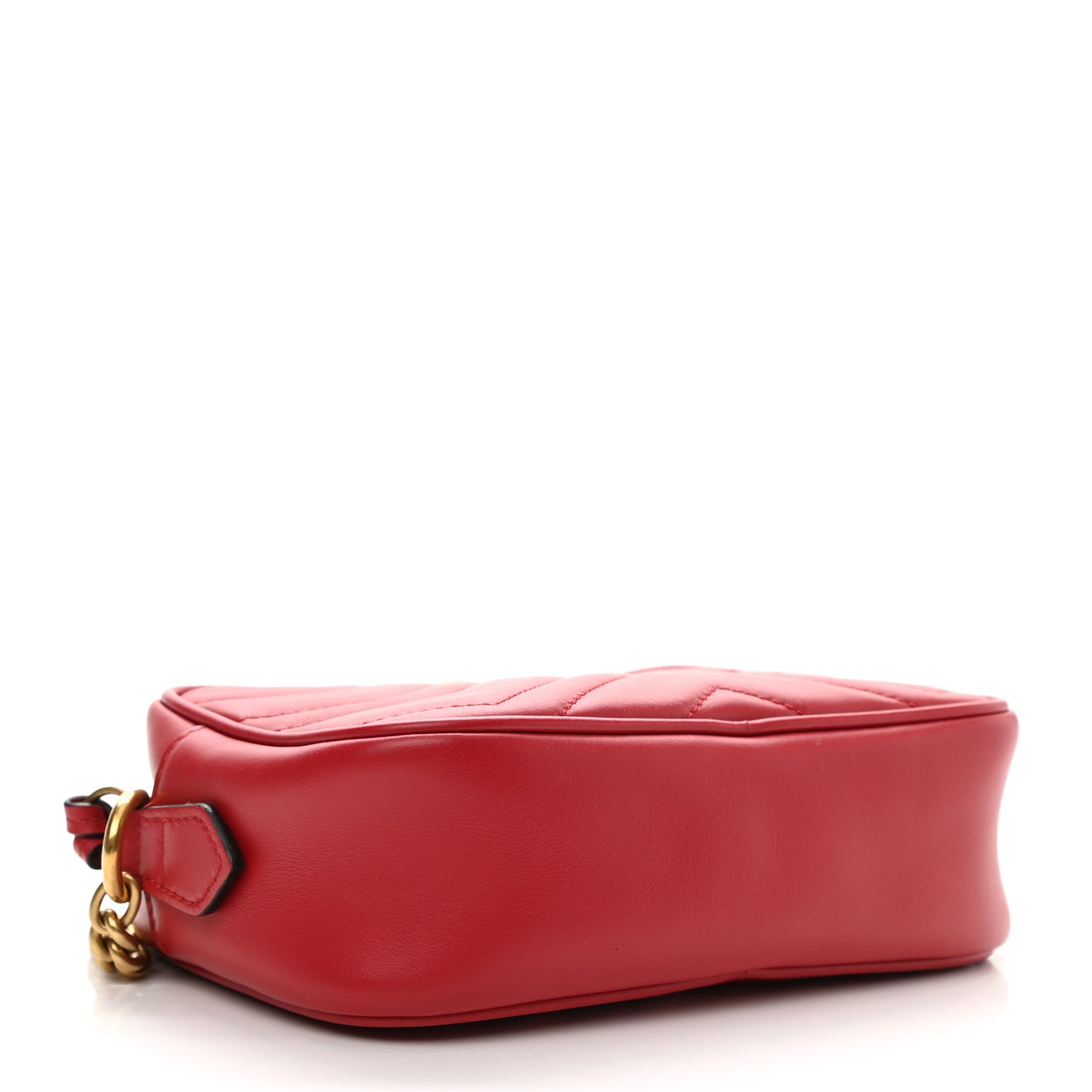 Calfskin Matelasse Mini GG Marmont Chain Shoulder Bag Hibiscus Red