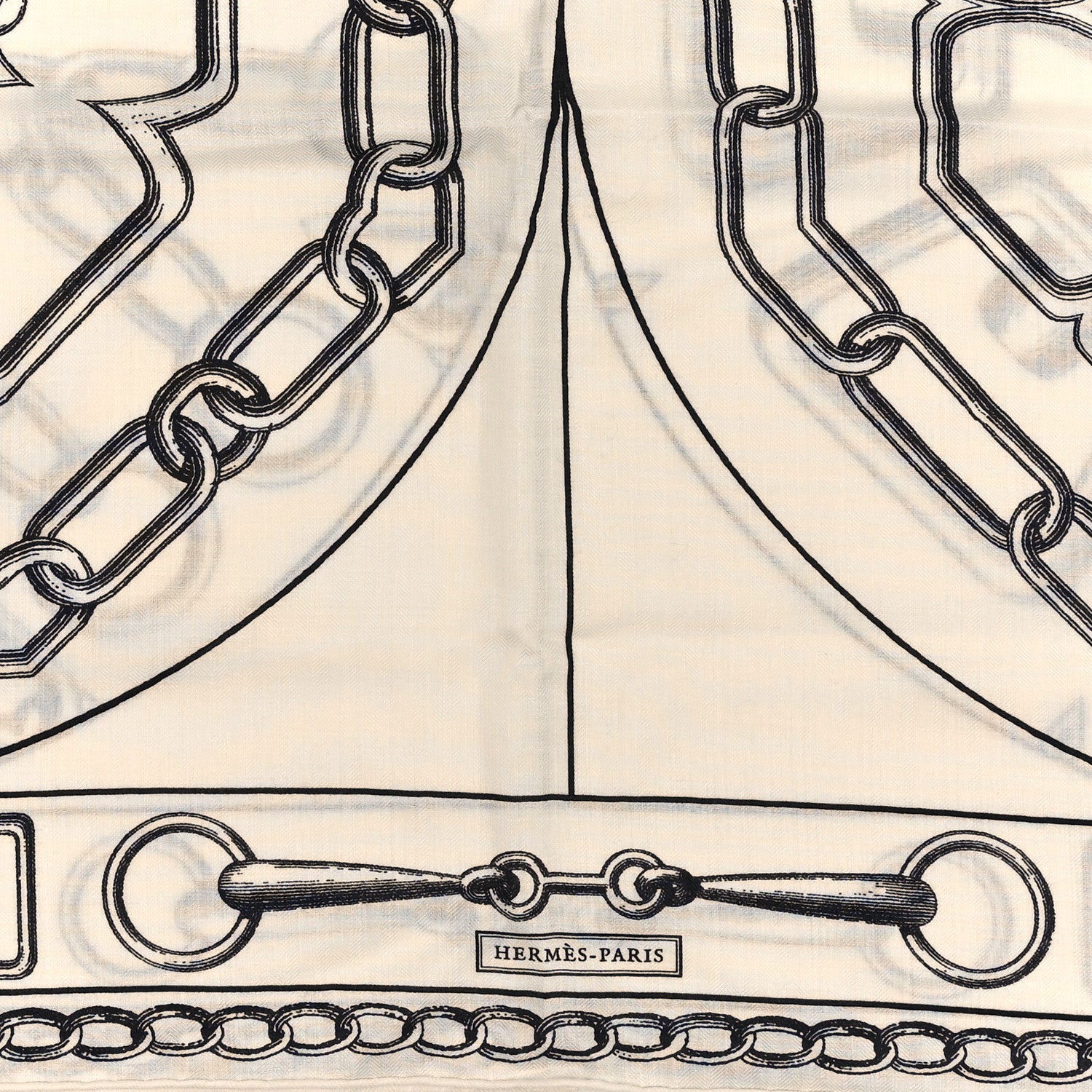 Hermes Cashmere Silk L'Effet Kaleidoscope Shawl 140 White Black 2 of 3