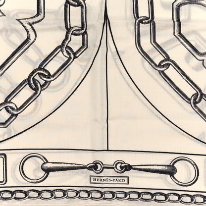 Hermes Cashmere Silk L'Effet Kaleidoscope Shawl 140 White Black 2 of 3