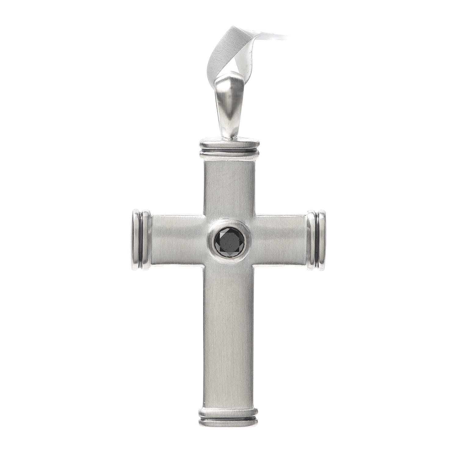 David Yurman Sterling Silver Black Diamond Streamline Cross Tag Pendant 1 of 3